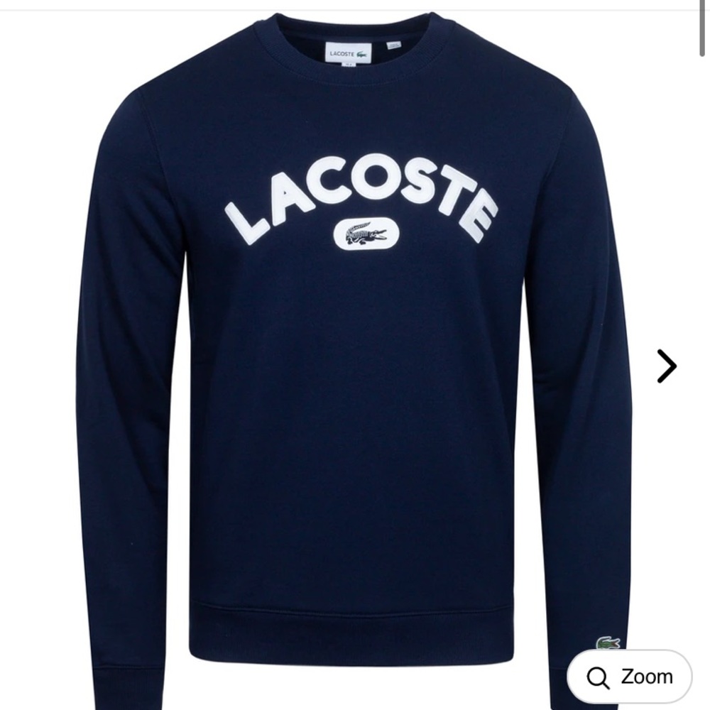 NWT LACOSTE Graphic Crewneck Sweatshirt Navy Blue